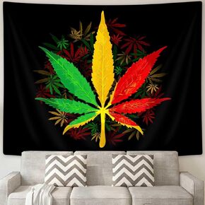 ICTEISOM Cool Leaf Tapestry, Aesthetic Wall Tapestry for Bedroom, Colourful Black Art Large Tapestry Wall Hanging for Men, Wall Art Tapestries Poster for Dorm Home Decor 80 X 60 Inches
