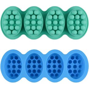 4 Pcs Massage Molds, SJ 4 Cavity Silicone Massage Bar Soap molds, Food Grade Silicone Molds, BPA Free Soap Making Trays