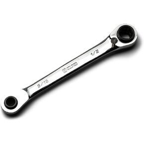 Capri Tools 4-in-1 120-Tooth Box End Reversible Ratcheting Wrench, 5/16, 3/8, 7/16, 1/2 in., SAE