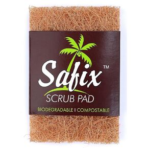 Safix Natural Non-Scratch Multi-Purpose Coconut Scrub-Pad, 4-Count. (7 x 10)