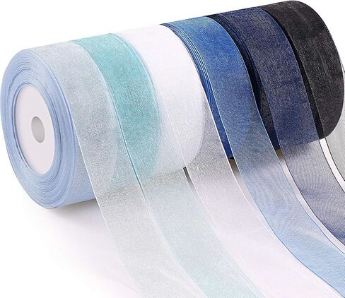 6 Rolls Organza Ribbon Sheer Chiffon Ribbon Bulk for Gift Wrapping Decorating Valentine‘s Day Wedding Birthday Bouquet Garland(25 Yard Each Roll,Dusty Rose) in Saudi Arabia