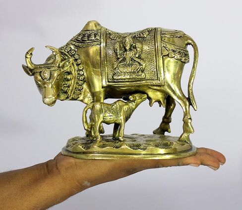 eSplanade Brass Holy Kamdhenu Kamadhenu Cow and Calf Sculpture - Lucky Figurine Idol Statue Sculpture (6 Inch) in Saudi Arabia