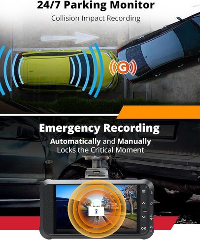 كاميرا قياس أمامية وخلفية من MASIGO A330D - كاميرا داش مزدوجة 1080 بكسل 60 إطارًا في الثانية للسيارات المزودة بواي فاي ونظام تحديد المواقع والسرعة، رؤية ليلية Stavis، وضع وقوف السيارات بمستشعر G، تسجيل الطوارئ، تطبيق مجاني، دعم 512 جيجابايت كحد أقصى in Kuwait