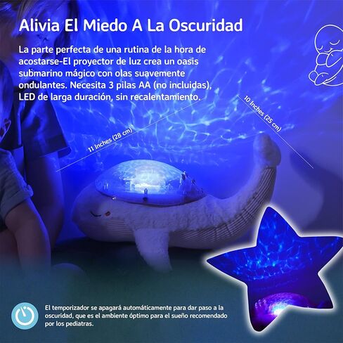 ضوء ليلي لجهاز عرض المحيط Cloud b مع أصوات بيضاء مهدئة | إعدادات قابلة للتعديل وإيقاف تلقائي | Tranquil Turtle™ - أكوا in Kuwait