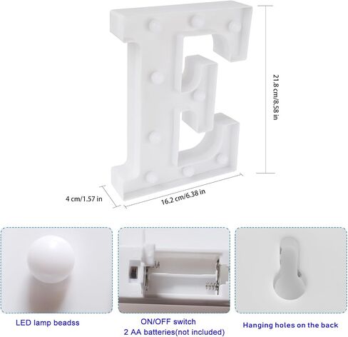 مصابيح حروف مضيئة ملونة من ENSHUI، حروف LED مع أضواء، علامات حروف مضيئة تعمل بالبطارية متغيرة الألوان تلقائيًا للحفلات، وأعياد الميلاد، والطاولة، وتزيين الجدران، وهدية عيد الميلاد E in Saudi Arabia