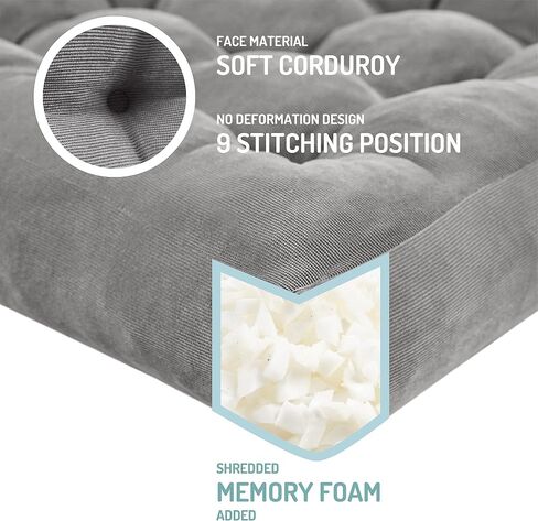 Meditation Floor Pillow Set of 2, Square Large Pillows Seating for Adults, Tufted Corduroy Floor Cushion for Tatami Living Room, Grey, 22x22 Inch in Saudi Arabia