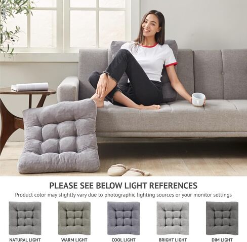 Meditation Floor Pillow Set of 2, Square Large Pillows Seating for Adults, Tufted Corduroy Floor Cushion for Tatami Living Room, Grey, 22x22 Inch in Saudi Arabia