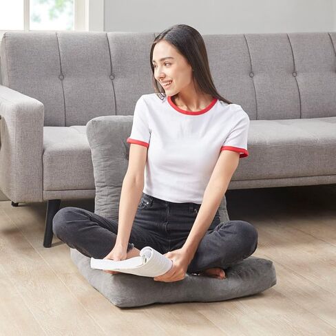 Meditation Floor Pillow Set of 2, Square Large Pillows Seating for Adults, Tufted Corduroy Floor Cushion for Tatami Living Room, Grey, 22x22 Inch in Saudi Arabia