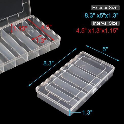 Vidifor 2 Packs 8-Compartments Art Supply Container, Clear Plastic Organizer Box with Dividers for Crafts Jewelry Fishing Tackles Hardware Metal in Saudi Arabia