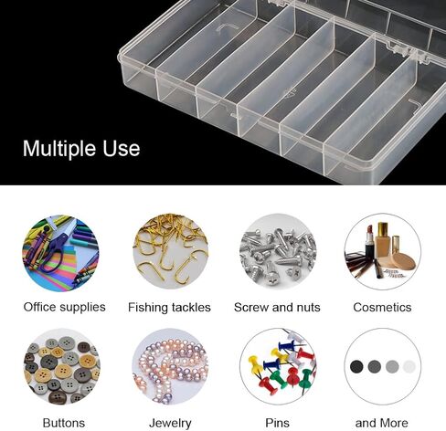 Vidifor 2 Packs 8-Compartments Art Supply Container, Clear Plastic Organizer Box with Dividers for Crafts Jewelry Fishing Tackles Hardware Metal in Saudi Arabia
