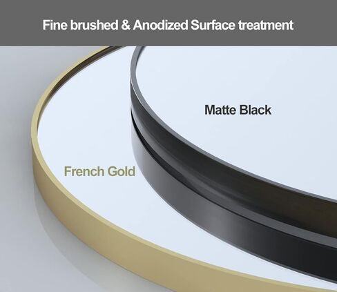 مرآة تيتانيوم مستديرة مقاس 30 بوصة من B&C، إطار من الألومنيوم باللون الرمادي الداكن مقاس 1-9/16 بوصة، مرآة مكياج دائرية للجدار، مرآة دائرية للحمام/المدخل/غرفة النوم/غرفة المعيشة/غرفة الغرور in Kuwait