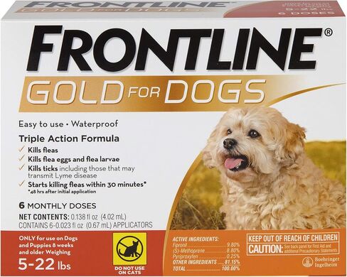 Frontline Gold Flea & Tick Treatment for Small Dogs Up to 5 to 22 lbs., Pack of 3 in Kuwait