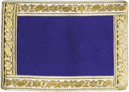 مجموعة من 3 قطع قماش صغيرة من قماش Aasan Velvet Pooja المزخرف (الحجم: -13 بوصة × 10 بوصة) لعناصر ديكورات مهرجان بوجا التقليدية الهندية متعددة الأغراض ومقالة بوجا لاكسمي (أزرق + أبيض + وردي) in Saudi Arabia