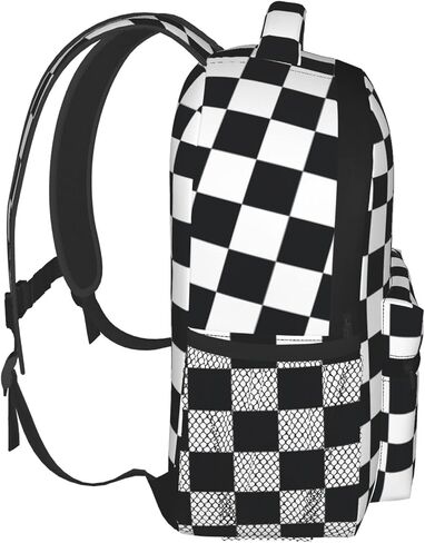 Kid's Mini Backpack 12 inch Black and White Racing and Checkered Pattern Backpack Schoolbag Preschool Kindergarten Children Bag Nursery Travel Bag for Toddler Boys Girls Age 3-7 in Saudi Arabia