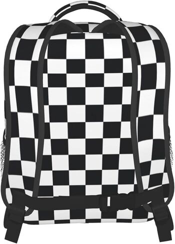 Kid's Mini Backpack 12 inch Black and White Racing and Checkered Pattern Backpack Schoolbag Preschool Kindergarten Children Bag Nursery Travel Bag for Toddler Boys Girls Age 3-7 in Saudi Arabia