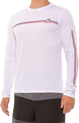 Speedo Men's Uv Swim Shirt Graphic Long Sleeve Tee (White, XX-Large) in Saudi Arabia