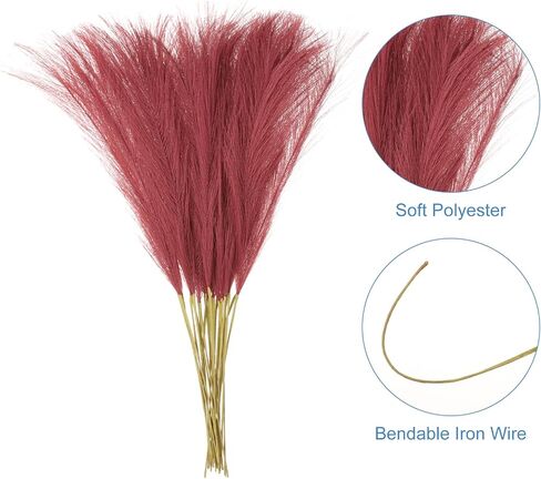 uxcell 4pcs Faux Pampas Grass 17 Inch 6 Stem Artificial Fake Dried Pampas Grass Decor for Floor Vase Filler, Wedding Decoration, Home Decoration, Old Blue in Saudi Arabia