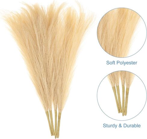 uxcell 4pcs Faux Pampas Grass 17 Inch 6 Stem Artificial Fake Dried Pampas Grass Decor for Floor Vase Filler, Wedding Decoration, Home Decoration, Old Blue in Saudi Arabia