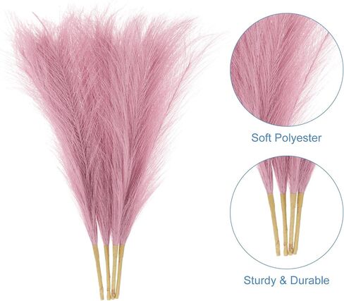 uxcell 4pcs Faux Pampas Grass 17 Inch 6 Stem Artificial Fake Dried Pampas Grass Decor for Floor Vase Filler, Wedding Decoration, Home Decoration, Old Blue in Saudi Arabia