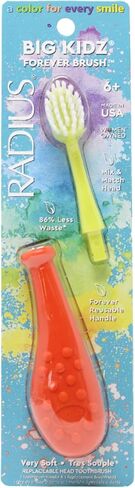 RADIUS Big Kidz Forever Brush with Replaceable Head Toothbrush for Children, 6 Years and Up, BPA Free ADA Accepted for Growing Teeth and Gums - Right and Left Handed, Extra Soft in Saudi Arabia