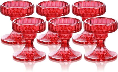 Glass Pillar Candle Holder - Set of 6 Tealight Candlestick Candle Stand Holder Set for Table Candles, Centerpieces, Party, Wedding and Home Decor (Amber, Round) in Saudi Arabia