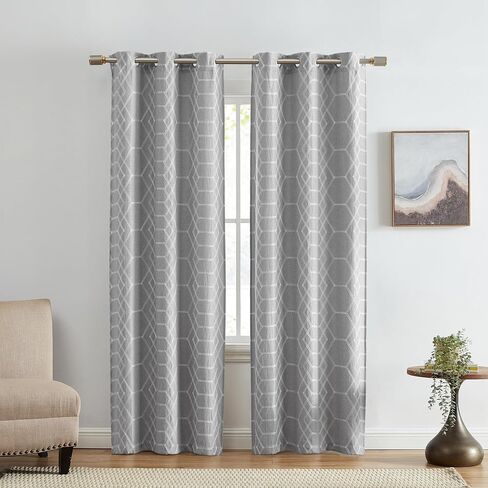 Elrene Home Fashions Raja Boho Print Thermal Blackout Window Curtain Panel with Grommets, Set of 2, 37"x84", Indigo in Saudi Arabia