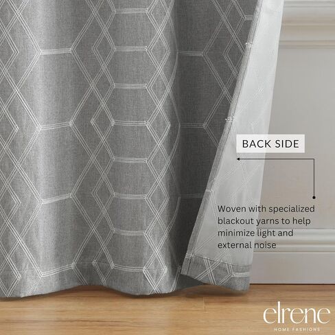 Elrene Home Fashions Raja Boho Print Thermal Blackout Window Curtain Panel with Grommets, Set of 2, 37"x84", Indigo in Saudi Arabia