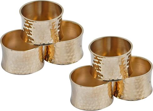 حلقات مناديل نحاسية مطروقة مقعرة، مجموعة من 6 in Kuwait