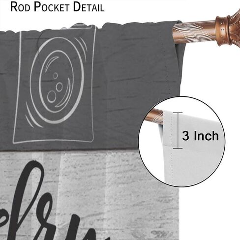 JESTRONRY Laundry Room Curtains,Dry Wash Fold Repeat Grey Blue White Brown Farmhouse Wood Window Treatments Bedroom Living Room Curtain, Home Decor Rod Pocket Window Drapes 42x63 Inch Blackout in Saudi Arabia