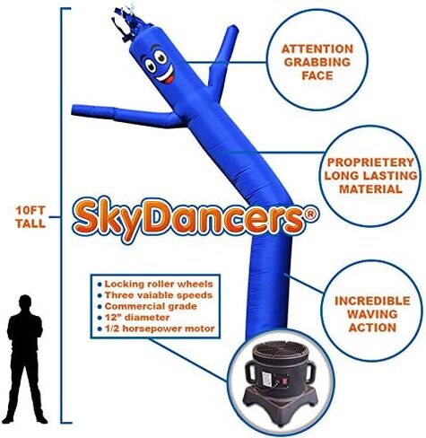 Sky Dancers Inflatable Tube Man Set - 10 Feet Tall Wacky Inflatable Tube Guy with 1/2 HP Blower - Blue in Saudi Arabia