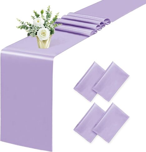 4 Pack Satin Table Runner 12x108 Inch, Silk Purple Table Runners for Wedding Banquet Party Home Decoration in Saudi Arabia