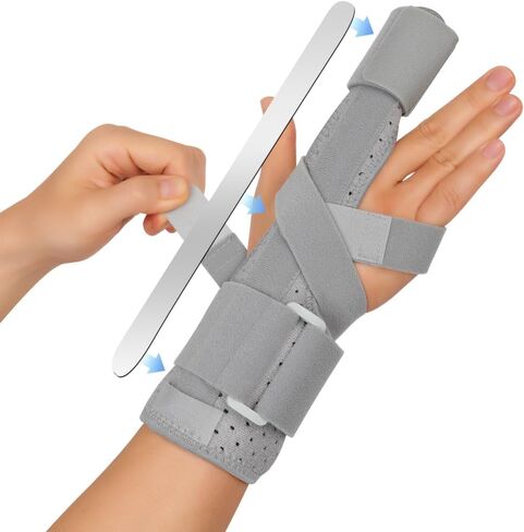 Trigger Finger Splint, Adjustable One or Two Finger Splint Full Hand and Wrist Brace Support, Finger Immobilizer for Sprains, Discomfort Relief, Boxer Fracture Splint Black in Saudi Arabia