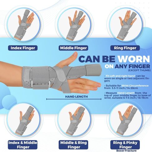 Trigger Finger Splint, Adjustable One or Two Finger Splint Full Hand and Wrist Brace Support, Finger Immobilizer for Sprains, Discomfort Relief, Boxer Fracture Splint Black in Saudi Arabia