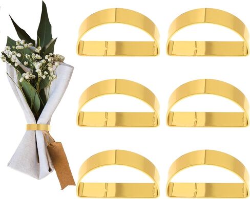 Jeffdad Napkin Rings Set of 6, Semicircle Metal Napkin Holder Buckles Easter Napkin Rings for Dinner Table Decor, Wedding, Banquet, Family Party(Gold) in Saudi Arabia