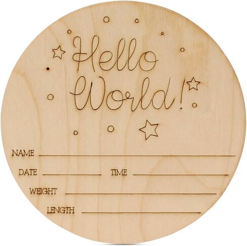 Hello World Newborn Sign 5.5 inch, Pack of 2 Birth Announcement Sign for Hospital, Wood Baby Name Signs for Nursery, by Woodpeckers in Saudi Arabia