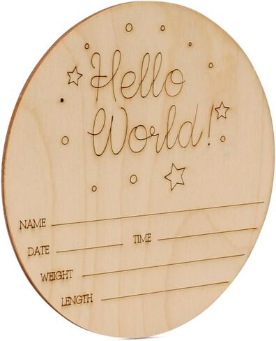 Hello World Newborn Sign 5.5 inch, Pack of 2 Birth Announcement Sign for Hospital, Wood Baby Name Signs for Nursery, by Woodpeckers in Saudi Arabia