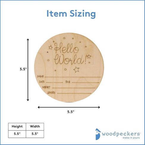 Hello World Newborn Sign 5.5 inch, Pack of 2 Birth Announcement Sign for Hospital, Wood Baby Name Signs for Nursery, by Woodpeckers in Saudi Arabia