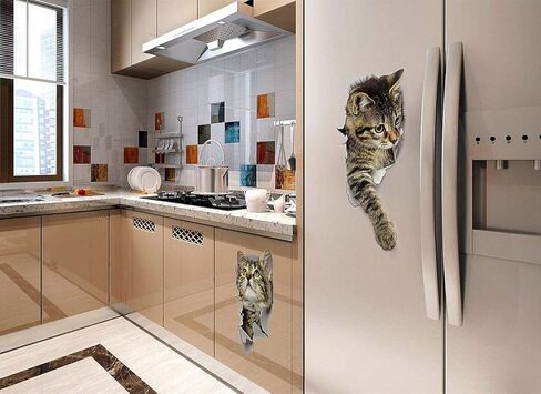 ملصق حائط على شكل قطة لطيفة على شكل حيوانات لتزيين غرفة المعيشة وغرفة النوم، ملصقات حائط على شكل حيوانات للحمام/المرحاض/الثلاجة/السيارة/غرفة الحضانة/PVC/المطبخ، ملصقات جدارية ثلاثية الأبعاد in Kuwait