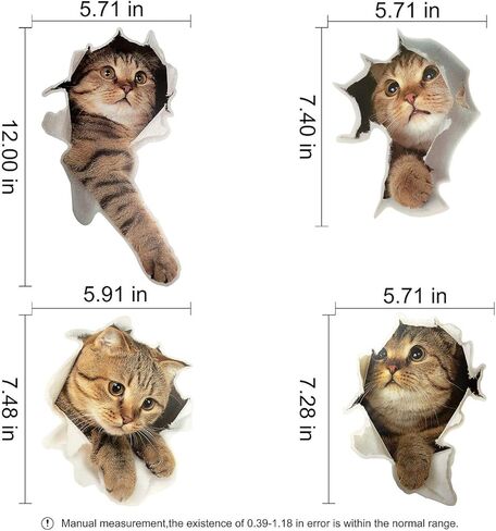 ملصق حائط على شكل قطة لطيفة على شكل حيوانات لتزيين غرفة المعيشة وغرفة النوم، ملصقات حائط على شكل حيوانات للحمام/المرحاض/الثلاجة/السيارة/غرفة الحضانة/PVC/المطبخ، ملصقات جدارية ثلاثية الأبعاد in Kuwait