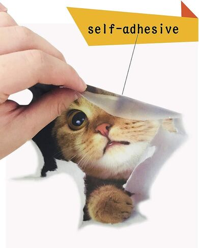 ملصق حائط على شكل قطة لطيفة على شكل حيوانات لتزيين غرفة المعيشة وغرفة النوم، ملصقات حائط على شكل حيوانات للحمام/المرحاض/الثلاجة/السيارة/غرفة الحضانة/PVC/المطبخ، ملصقات جدارية ثلاثية الأبعاد in Kuwait