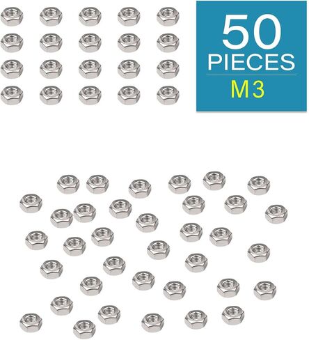 50-Pack Small 3mm M3-0.5 304 Stainless Steel Hex Nuts by IMScrews - Rust-Resistant Hardware for Home Repairs and Projects in Saudi Arabia