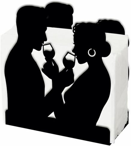 SUPERDANT Napkin Holder for Tables Couple Metal Napkin Dispenser for Kitchen Vintage Wine Glasses Drink Tabletop Tissue Stand Rustic Cloth Napkins Holders for Wedding Restaurants Hotel Bar Party Decor in Saudi Arabia
