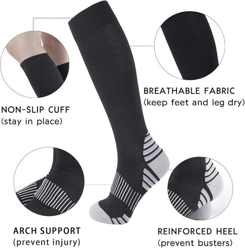 +MD Compression Socks for Women and Men,15-20mmHg knee High with Arch Support Socks for Travel, Nurse, Running, 3 Pack in Saudi Arabia