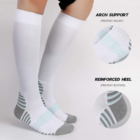 +MD Compression Socks for Women and Men,15-20mmHg knee High with Arch Support Socks for Travel, Nurse, Running, 3 Pack in Saudi Arabia
