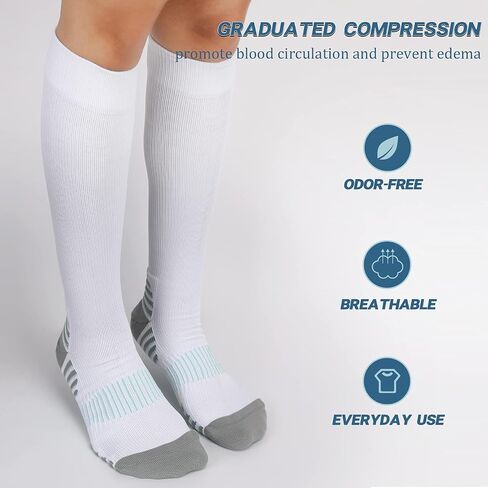 +MD Compression Socks for Women and Men,15-20mmHg knee High with Arch Support Socks for Travel, Nurse, Running, 3 Pack in Saudi Arabia