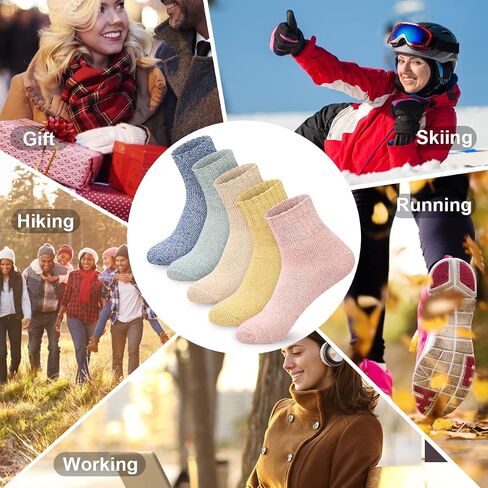 Women Winter Socks 5 Pairs Christmas Gift Free Size Warm Soft Wool Socks for Women Casual Crew Socks in Saudi Arabia