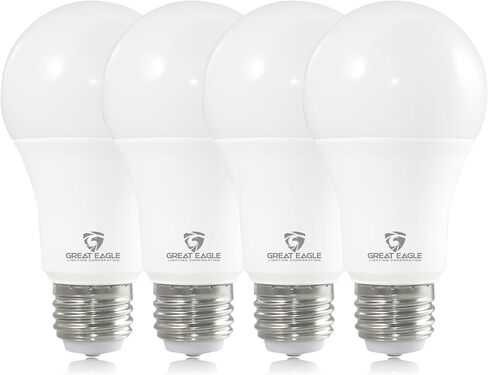 شركة Great Eagle Lighting Corporation 40/60/100W مكافئة 3-Way A19 LED لمبة إضاءة 2700K لون أبيض دافئ (عبوة من قطعتين) in Kuwait