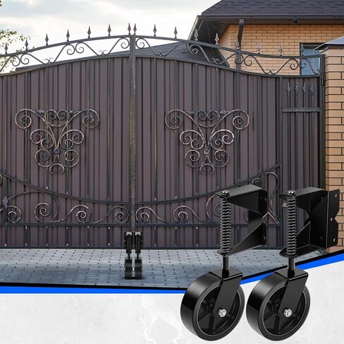 Gisafai 2 Pcs 4 Inch Heavy Duty Gate Wheel, Gate Caster for Outdoor Wooden Gates or Fence Gates Gate, Caster Wheel Spring Loaded for Uneven Floors with 360° Swivel, Left Right, Black in Saudi Arabia
