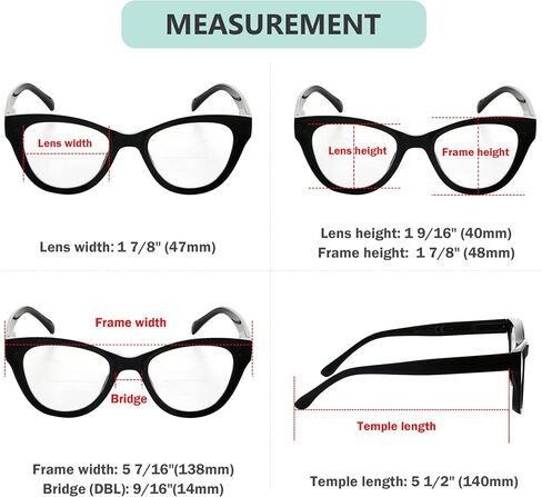 Eyekepper 4-pack كبيرة الحجم نظارات قراءة ثنائية البؤرة عين القطة للنساء عدسة شفافة +2.00 in Saudi Arabia