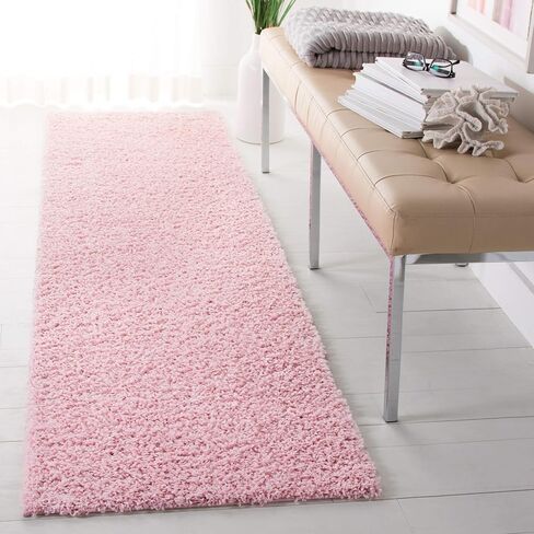 SAFAVIEH Primo Shag Collection Runner Rug - 2'2" x 6', Light Pink, Solid Design, Non-Shedding & Easy Care, 1.2-inch Thick Ideal for High Traffic Areas in Living Room, Bedroom (PRM300U) in Saudi Arabia